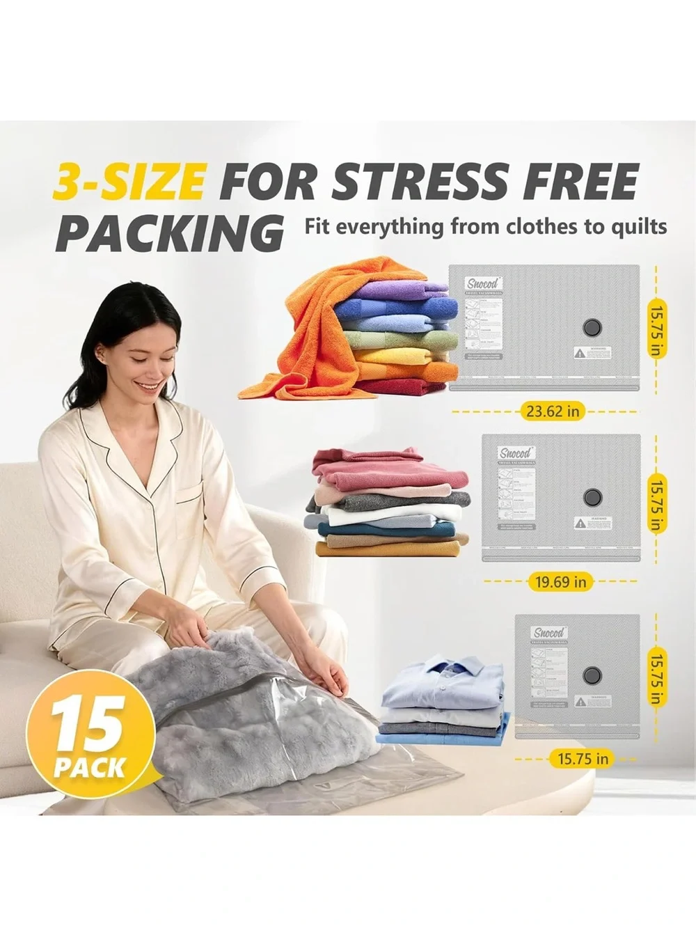 15 pack travel Vacuum bags with electric pump